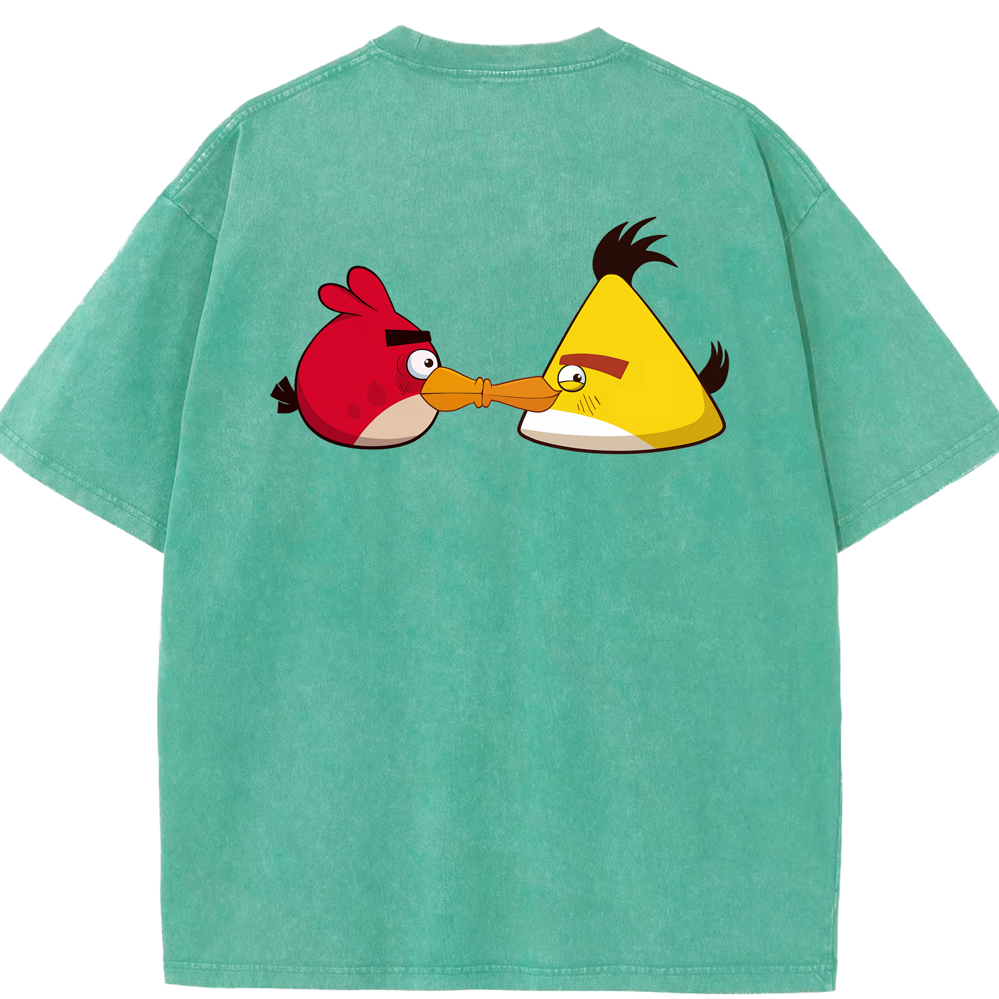 （画像用） Angry Birds アングリーバード 綿100% ヴィンテージ風 半袖Tシャツ（背面プリント）